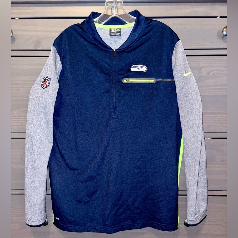 Officially Licensed NFL Seahawks Nike Dri-Fit Coaches Circuit 1/2 Zip Jacket